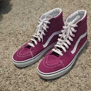 New Vans High-Top Sneakers in Purpleish/Pink and White